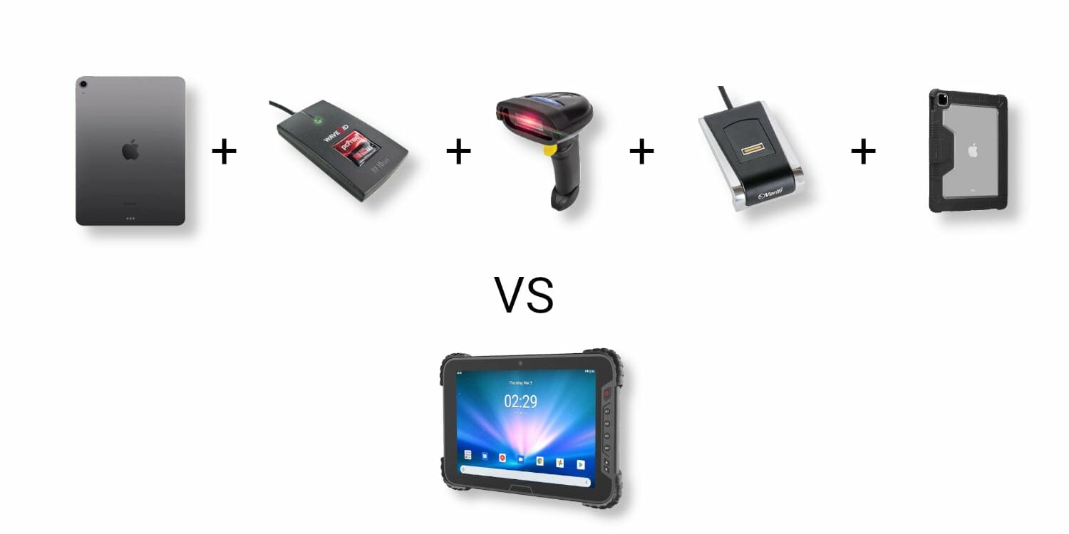 Rugged tablets can combine more features into one product compared to standard tablets